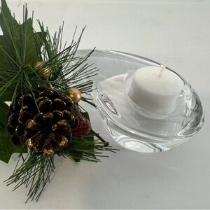 Orrefors Crystal Sweden Teardrop Candle Holder Martti Rytkonen Signed w Sticker